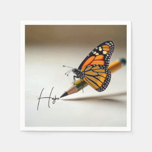 Servilleta De Papel Texto de esperanza y mariposa monarca en un lápiz