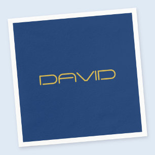 Servilleta De Papel Texto de estilo editable   Azul marino y oro