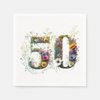 Servilleta De Papel Texto de flores silvestres decorativas para el 50