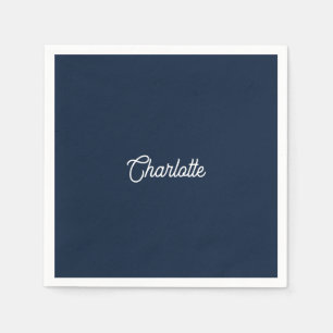 Servilleta De Papel texto de nombre personalizado azul marino blanco m