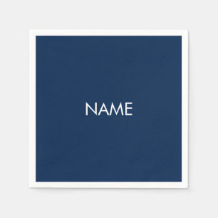 Servilleta De Papel Texto de nombre personalizado azul marino minimali