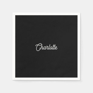 Servilleta De Papel texto de nombre personalizado negro blanco minimal