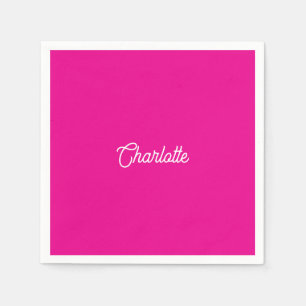 Servilleta De Papel texto de nombre personalizado rosa caliente blanco