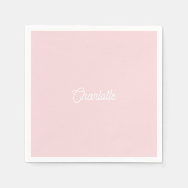 Servilleta De Papel texto de nombre personalizado Rosa claro blanco mi (Anverso)
