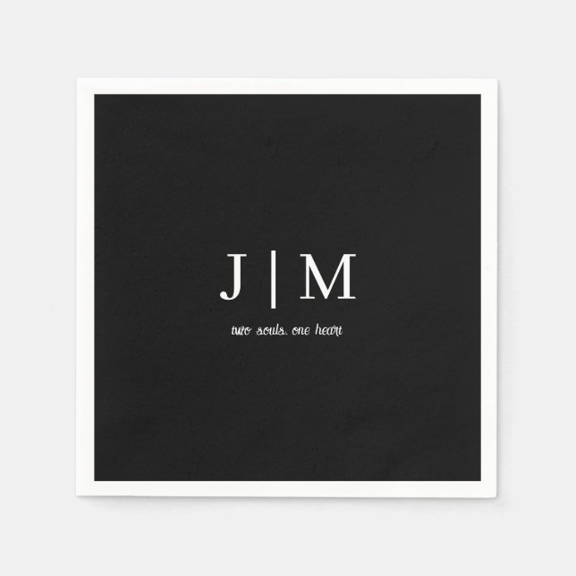 Servilleta De Papel Texto de Personalizable Boda blanco y negro (Anverso)