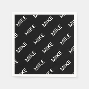 Servilleta De Papel Texto de personalizable   Negra y blanca moderna