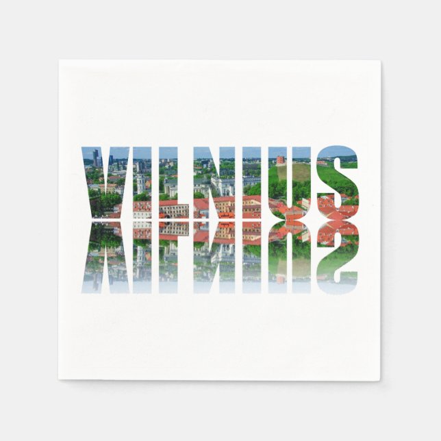 Servilleta De Papel Texto de Vilnius con reflexión (Anverso)