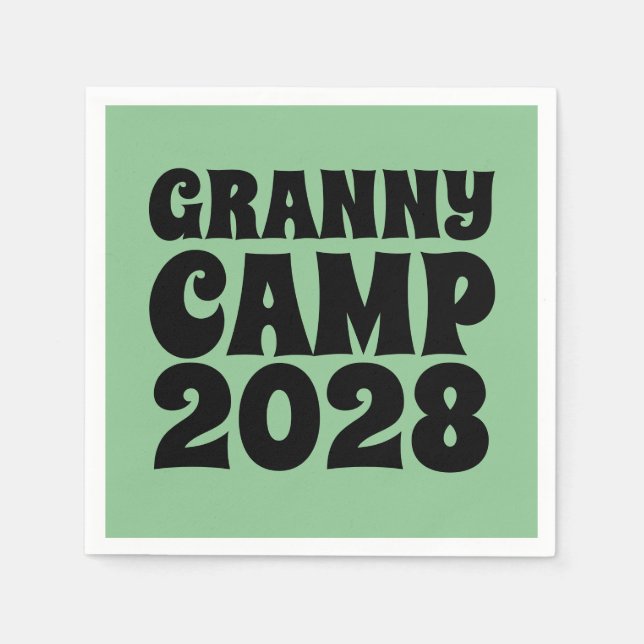 Servilleta De Papel Texto del campamento de abuelitas retro (Anverso)
