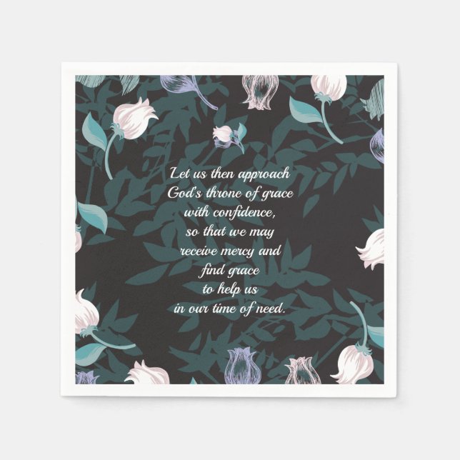 Servilleta De Papel Texto editable diseño floral sobre negro (Anverso)