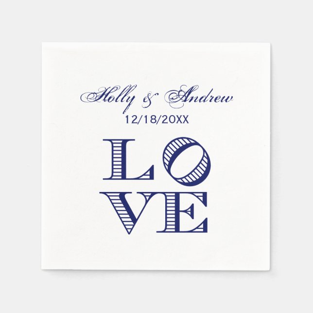 Servilleta De Papel Texto Gráfico LOVE - Azul (Anverso)