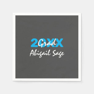 Servilleta De Papel Texto moderno azul y blanco sobre graduación gris