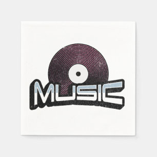 Servilleta De Papel Texto musical con un disco de vinilo