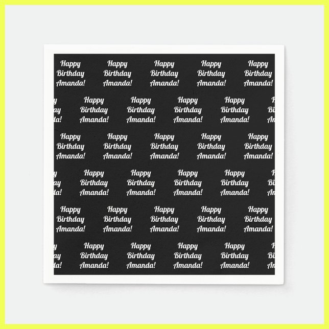 Servilleta De Papel Texto personalizable de Feliz Cumpleaños | Blanco  (Subido por el creador)