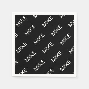 Servilleta De Papel Texto personalizable Negro y blanco moderno y ne