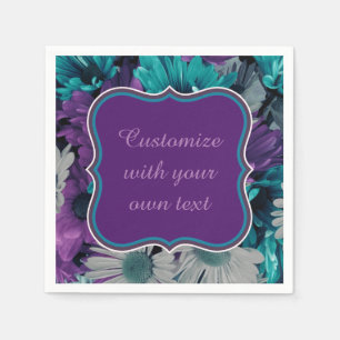 Servilleta De Papel Texto Personalizado de fundición de flores moradas