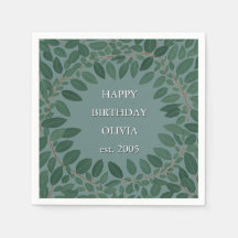 texto personalizado eucalipto Frame Napkin - azul 