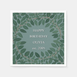 Servilleta De Papel texto personalizado eucalipto Frame Napkin - azul 