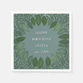 Servilleta De Papel texto personalizado eucalipto Frame Napkin - azul 