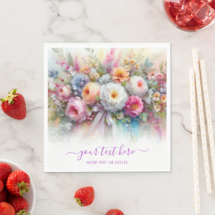 Servilleta De Papel Texto personalizado tipografía Aquarell Floral Alm