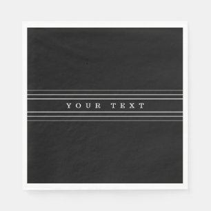 Servilleta De Papel Texto Personalizado y franjas modernas   Blanco y