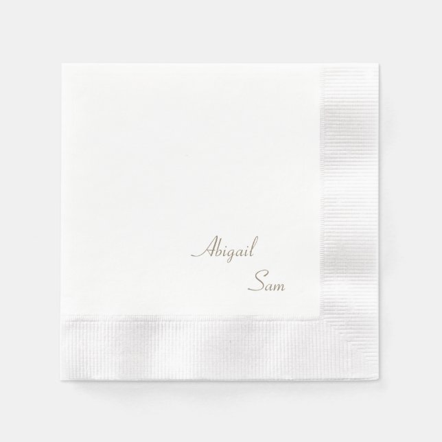 Servilleta De Papel Texto simple de oro Elegante Boda Cocktail acuñado (Anverso)