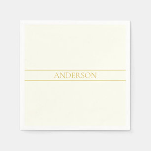 Servilleta De Papel Texto simple elegante personalizable dorado blan