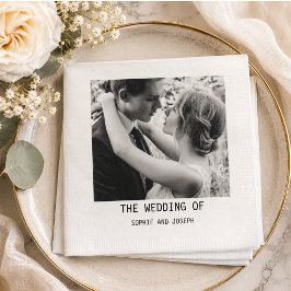 Servilleta De Papel Texto y foto simples y elegantes | Código QR Boda