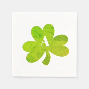 Servilleta De Papel Textura acuática irlandesa de Shamrock monograma