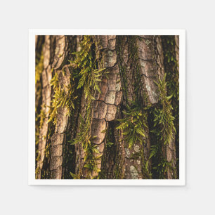 Servilleta De Papel Textura de corteza de árbol musgoso del bosque