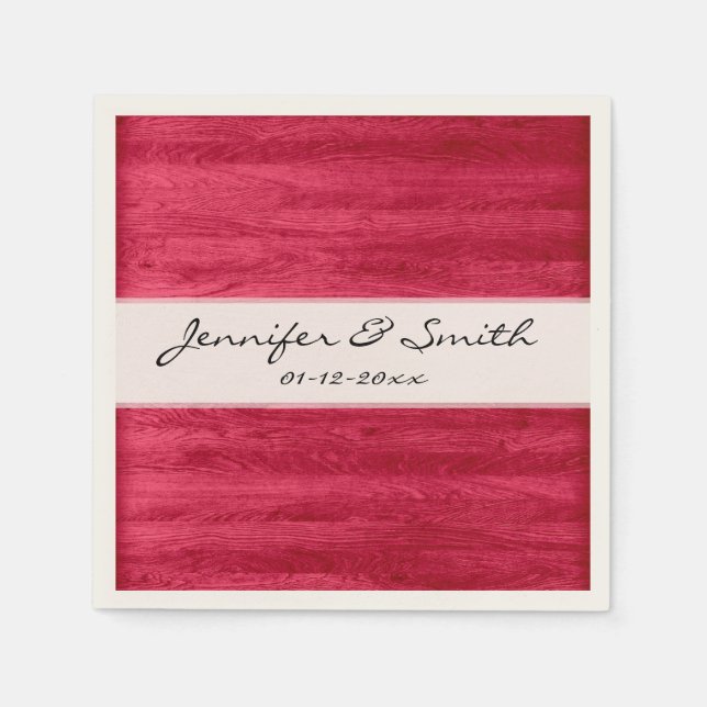 Servilleta De Papel Textura de grano de madera roja (Anverso)