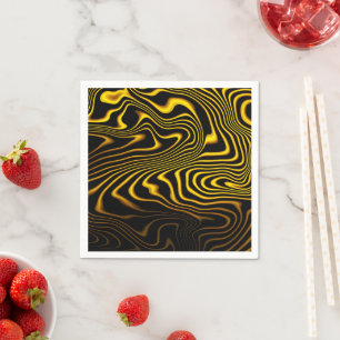Servilleta De Papel Textura de remolinos de oro amarillo negro