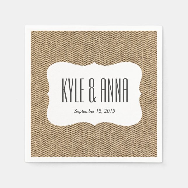 Servilleta De Papel Textura de tela de burlap rústico de Shabby Chic T (Anverso)