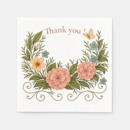 Servilleta De Papel Thank You — Floral Half-Crown Paper Napkin