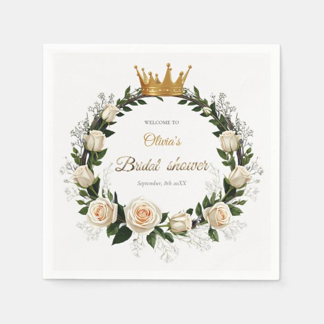 Servilleta De Papel Thank You White Roses & Baby’s Breath  (Anverso)