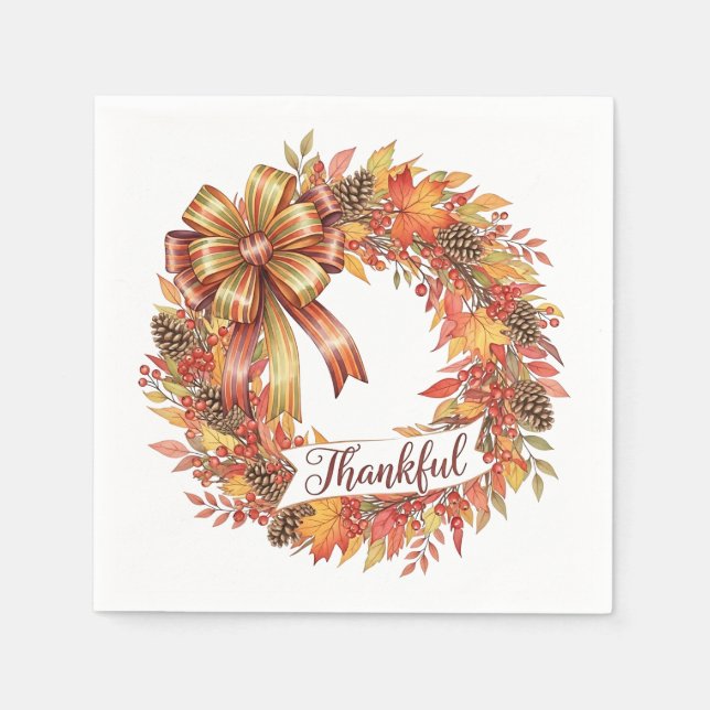Servilleta De Papel Thankful Wreath (Anverso)