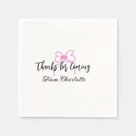 Servilleta De Papel thanks for coming add name text message pink bow f