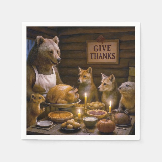 Servilleta De Papel Thanksgiving Day Wildlife Turkey Dinner (Anverso)