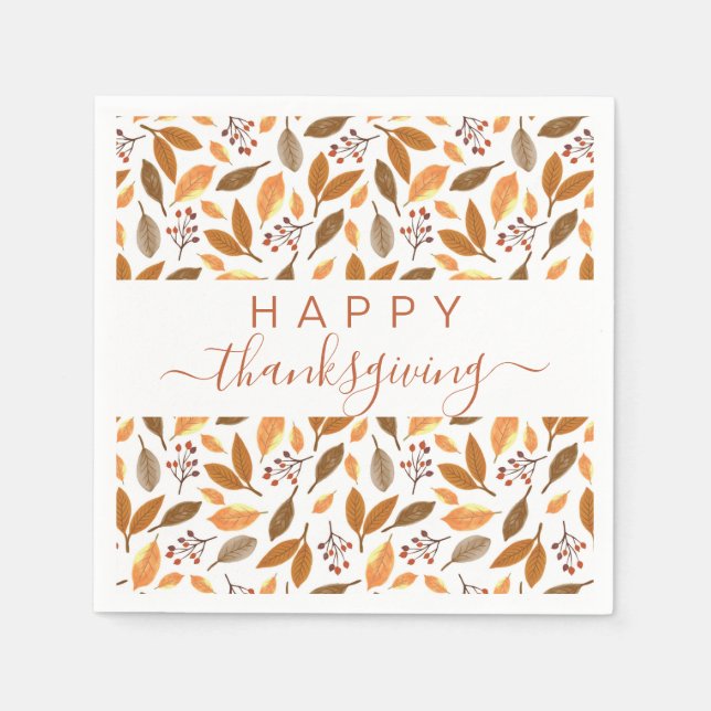 Servilleta De Papel Thanksgiving Paper Napkins – Fall Leaves Design (Anverso)