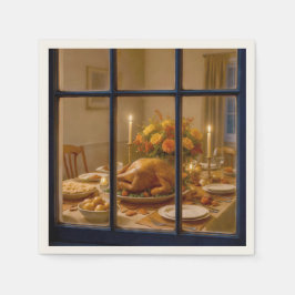Servilleta De Papel Thanksgiving Turkey Feast In Window