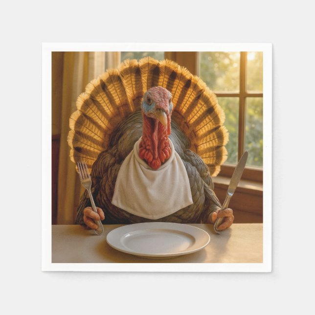 Servilleta De Papel Thanksgiving Turkey With Knife and Fork (Anverso)
