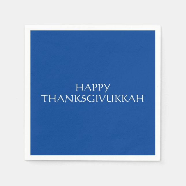 Servilleta De Papel Thanksgivukah azul blanco Acción de Gracias Hanukk (Anverso)