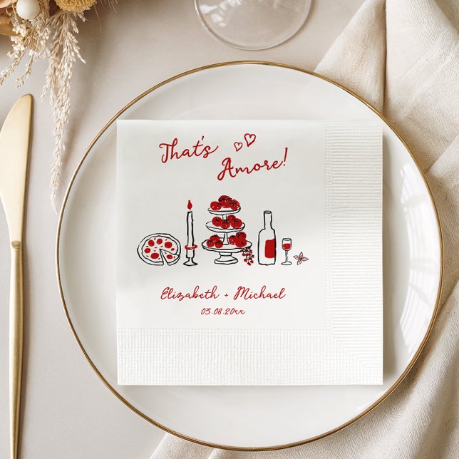 Servilleta De Papel That’s Amore Italian Red Engagement Wedding (Subido por el creador)