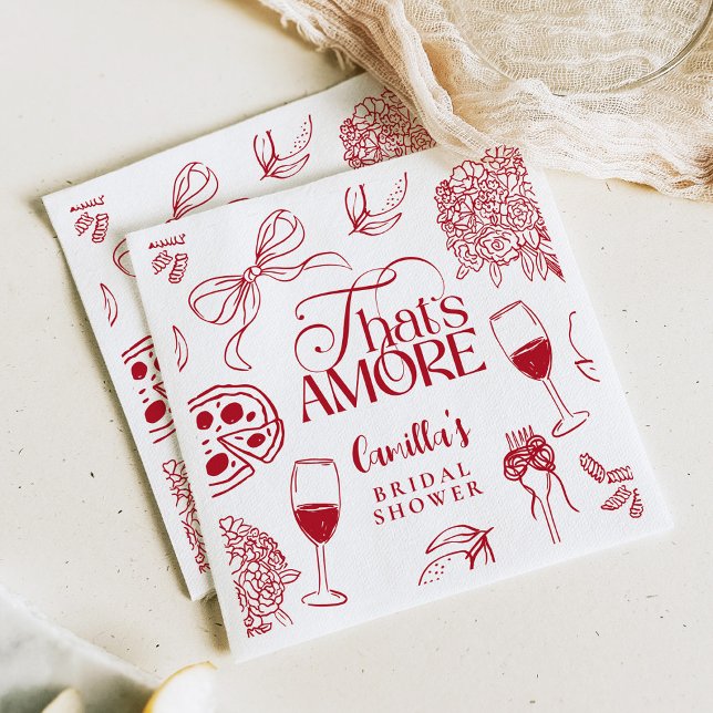 Servilleta De Papel That’s Amore Red Bridal Shower Napkin (Subido por el creador)