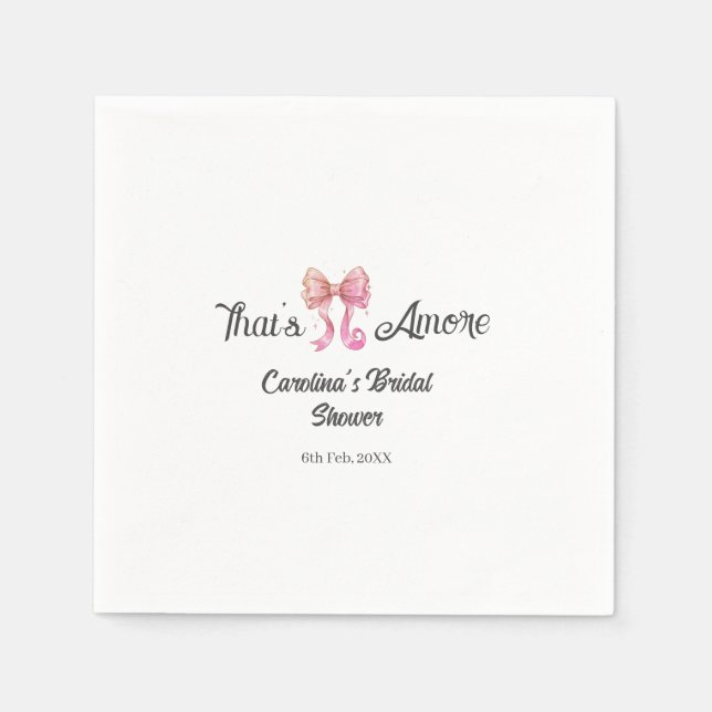 Servilleta De Papel that's amore bridal shower pink retro bow boho nam (Anverso)