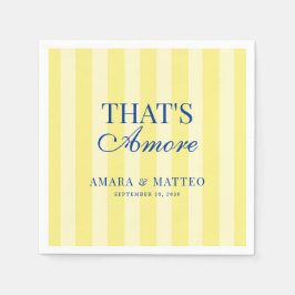 Servilleta De Papel That's Amore Striped Blue & Yellow Wedding