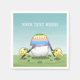 Servilleta De Papel The chickens paint a colorful Easter egg