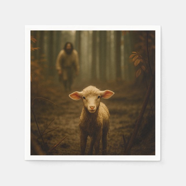 Servilleta De Papel The Good Shepherd and the Lost Lamb – Jesus & Lamb (Anverso)