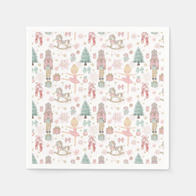 Servilleta De Papel The Nutcracker Pink Christmas Ballet 1er Cumpleaño (Anverso)