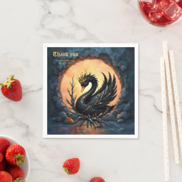 Servilleta De Papel The Obsidian Swan of Moonlit Grace. 
