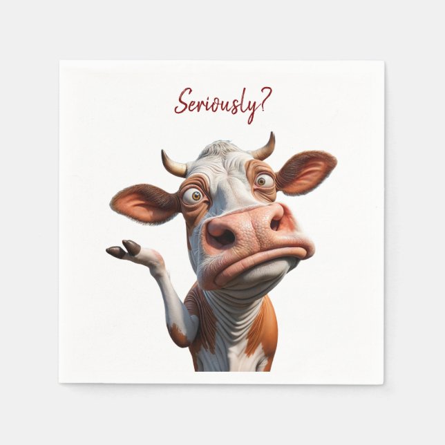 Servilleta De Papel The Silly Cow - "¿En serio?" Diseño de comillas di (Anverso)